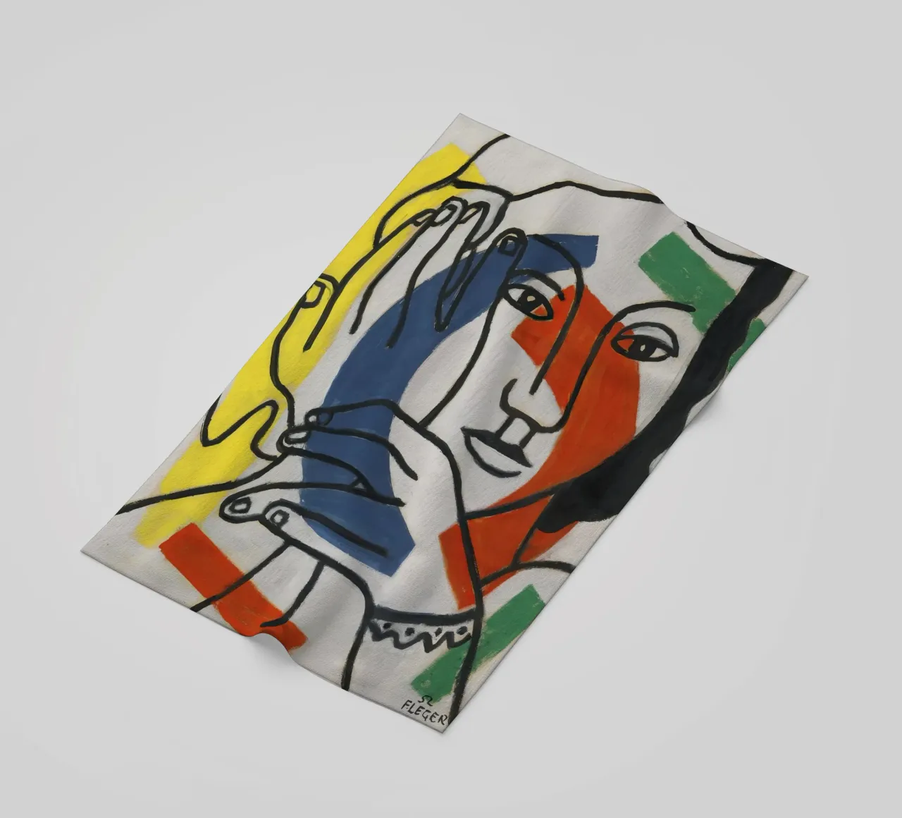 "Due mani e una figura" di Léger - Figura cubista e modernista telo mare da NorwesClub