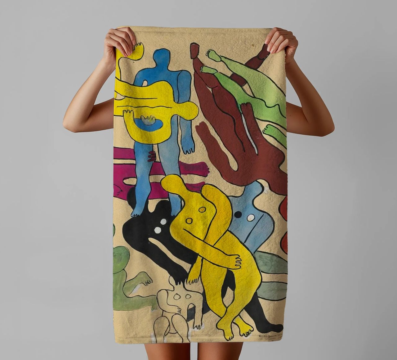 Léger's "Study for Divers" - Cubist Figures & Dynamic Moveme towel by NorwesClub