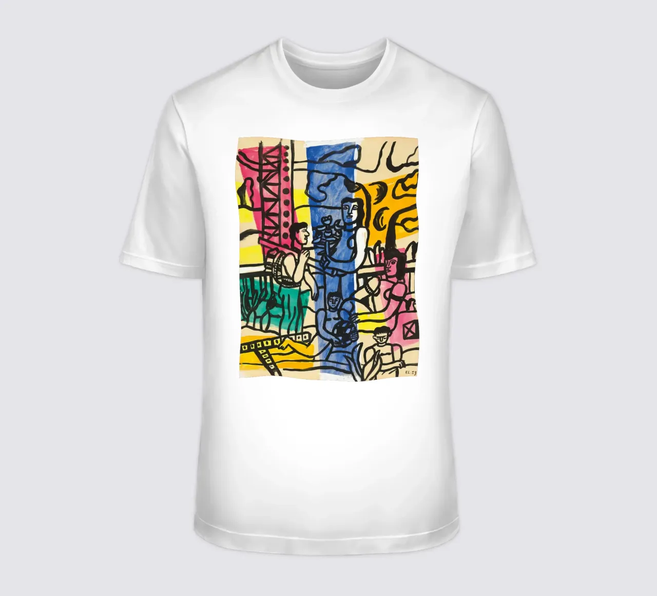 Lo "Studio per il camper" di Léger - Figure cubiste e colori vivaci. t-shirt da NorwesClub