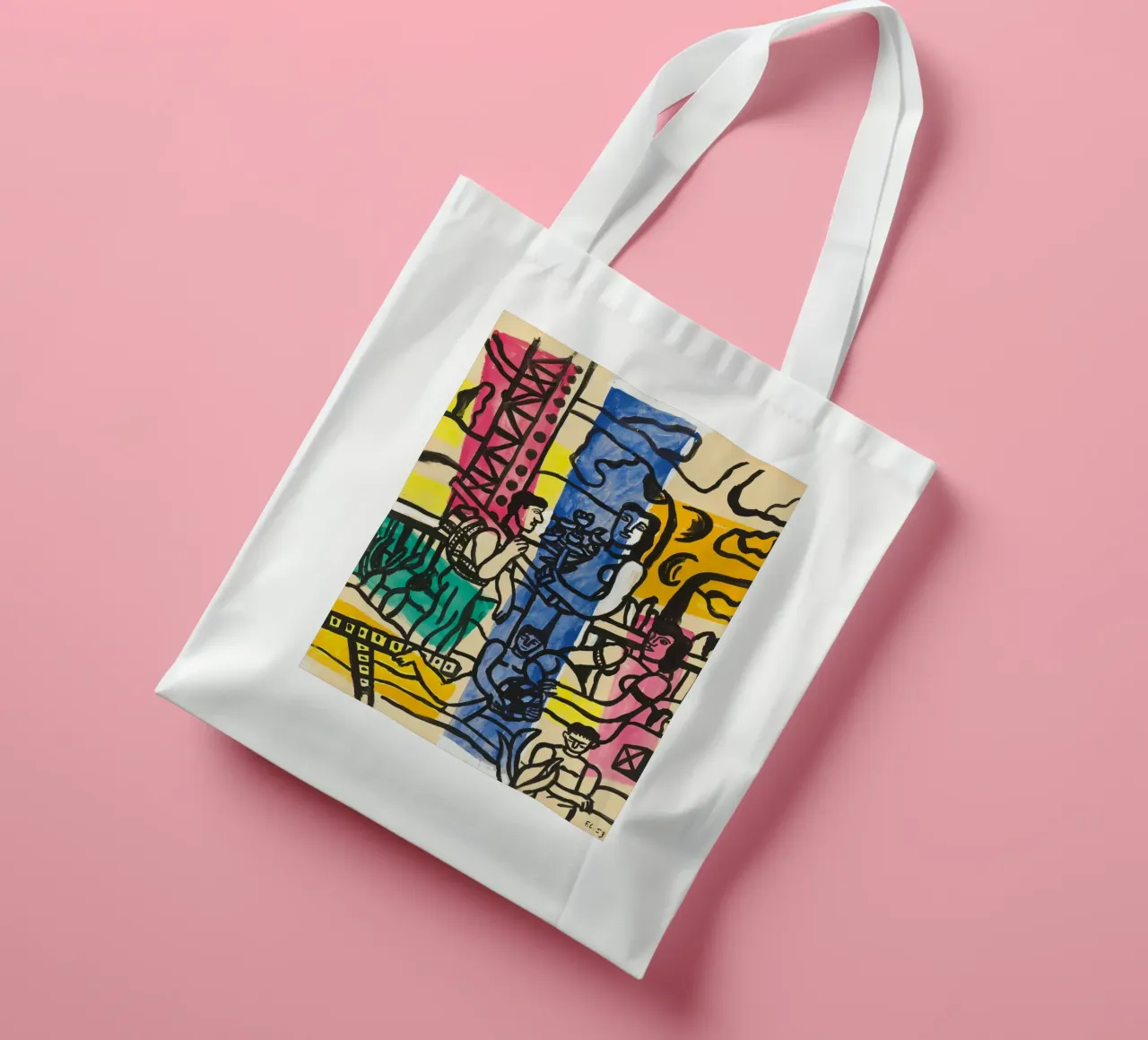 Lo "Studio per il camper" di Léger - Figure cubiste e colori vivaci. borsa in juta da NorwesClub