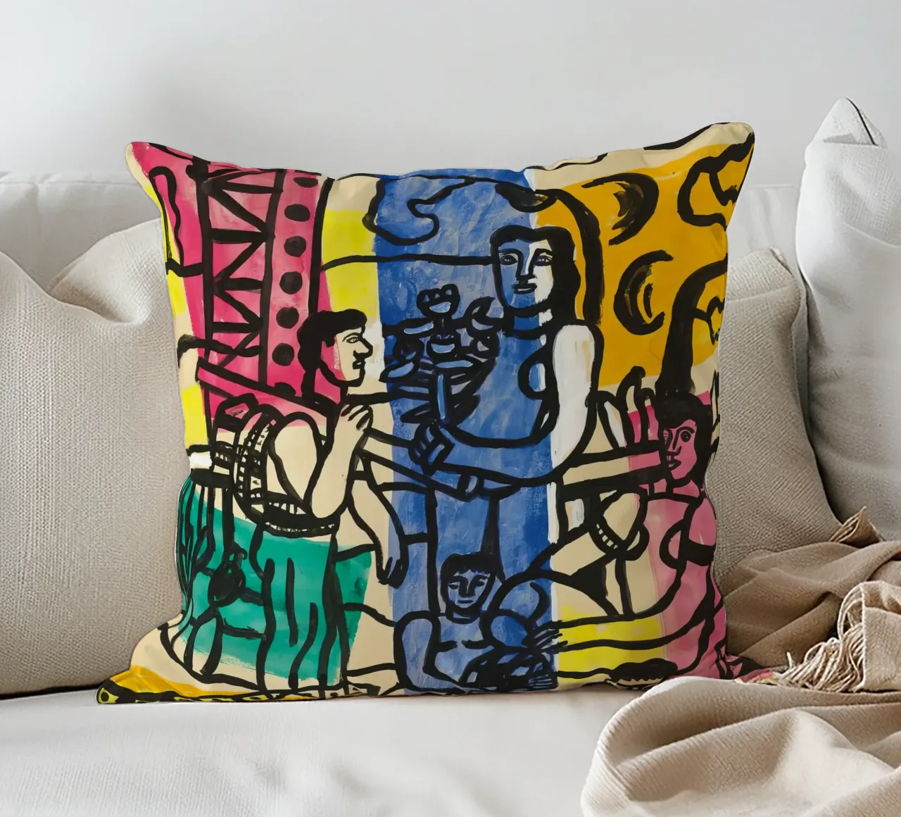 Lo "Studio per il camper" di Léger - Figure cubiste e colori vivaci. cuscino da NorwesClub