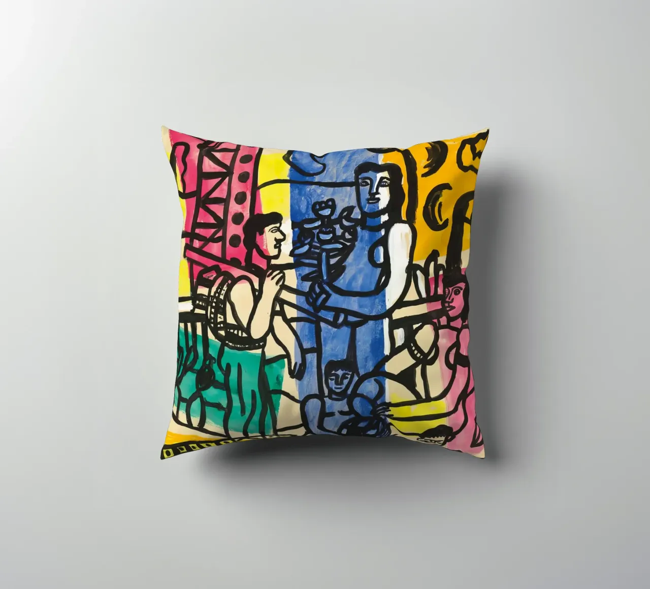 Lo "Studio per il camper" di Léger - Figure cubiste e colori vivaci. cuscino da NorwesClub