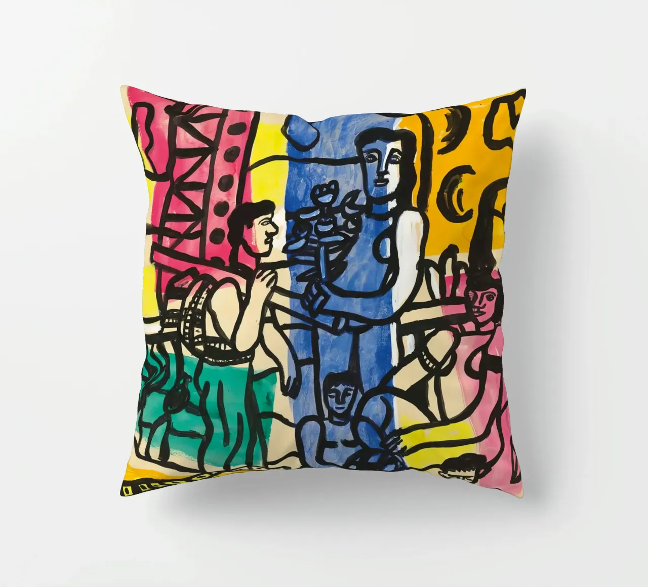 Lo "Studio per il camper" di Léger - Figure cubiste e colori vivaci. cuscino da NorwesClub