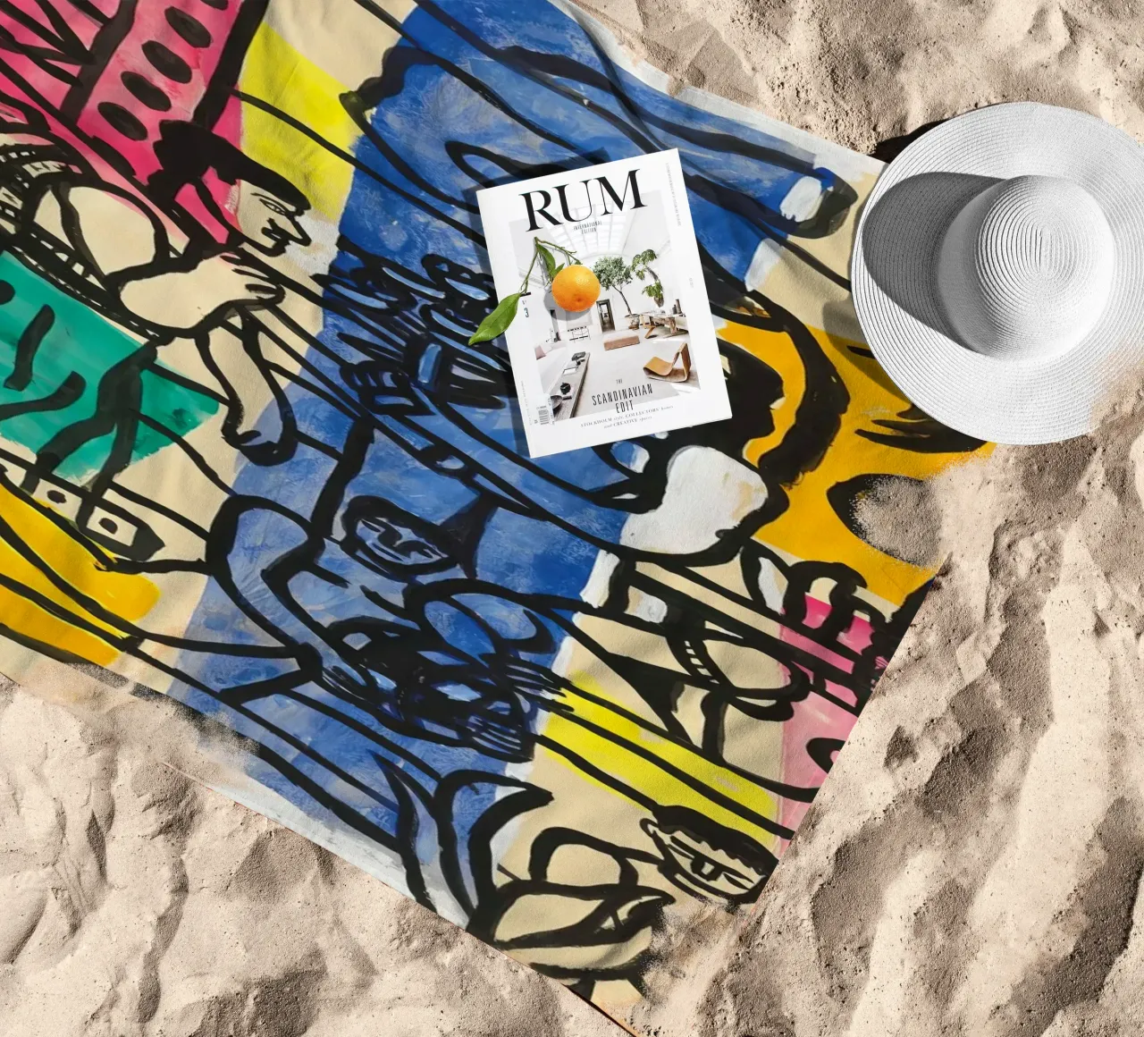 Lo "Studio per il camper" di Léger - Figure cubiste e colori vivaci. telo mare da NorwesClub