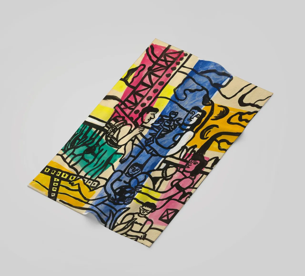 Lo "Studio per il camper" di Léger - Figure cubiste e colori vivaci. telo mare da NorwesClub