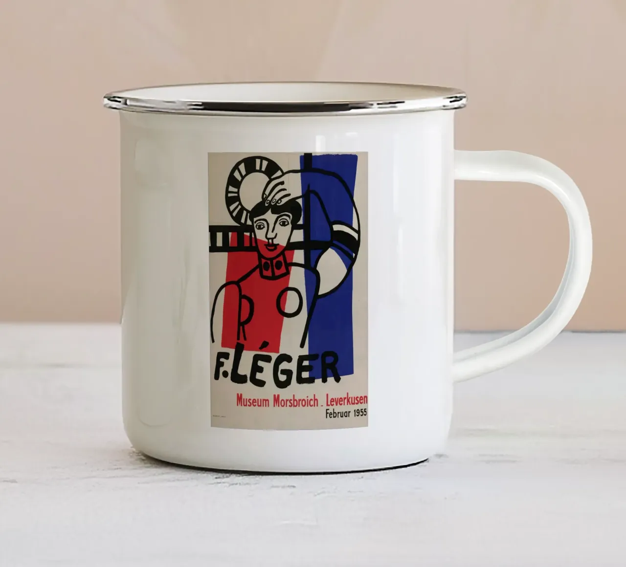 F. Léger Figuur Compositie - Kubistisch Modernisme Kunstdruk emaille mok van NorwesClub