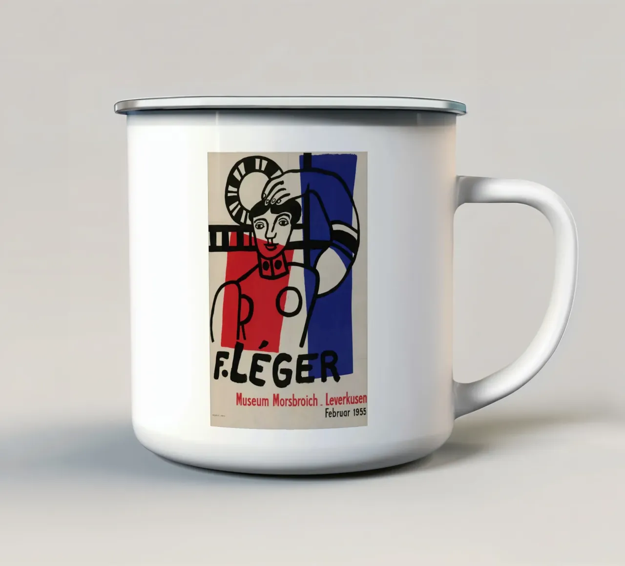 F. Léger Figuur Compositie - Kubistisch Modernisme Kunstdruk emaille mok van NorwesClub