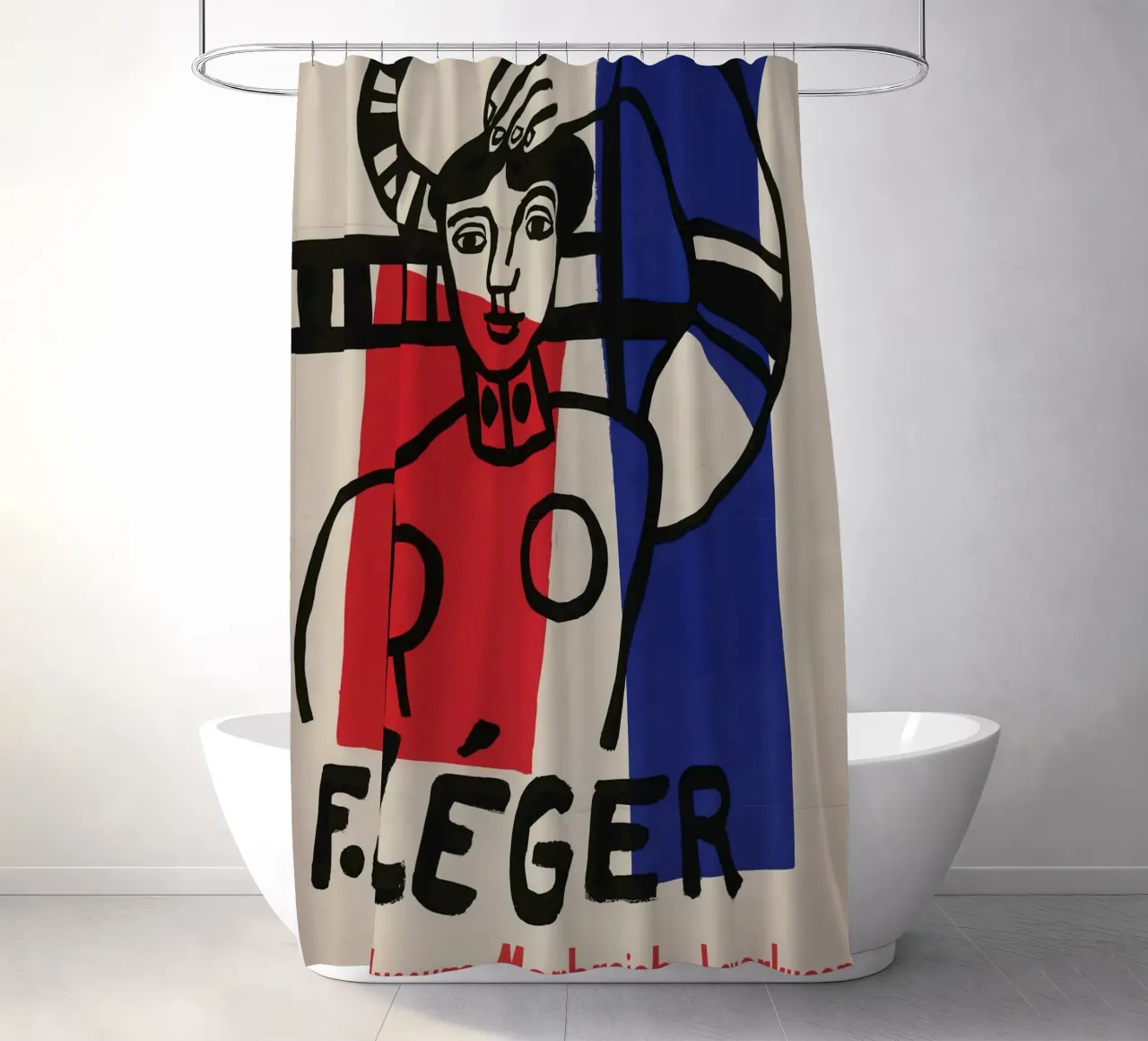 F. Léger Figuur Compositie - Kubistisch Modernisme Kunstdruk douchegordijn van NorwesClub