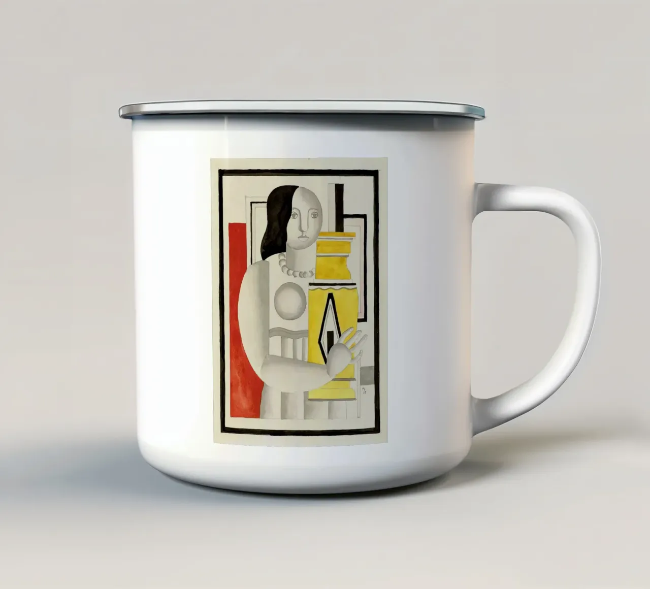 F. Léger "Vrouw met vaas" - Purisme Modernisme Kunstdruk emaille mok van NorwesClub