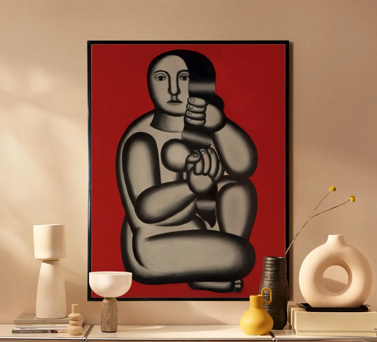 F. Léger "Woman on Red" - Purist Cubist Figure Art Print poster de NorwesClub