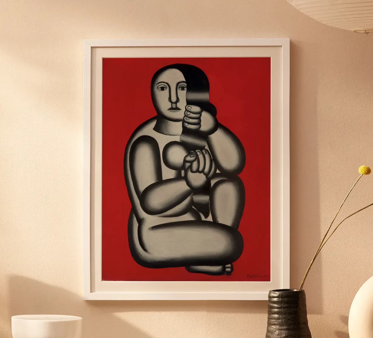 F. Léger "Woman on Red" - Purist Cubist Figure Art Print poster de NorwesClub