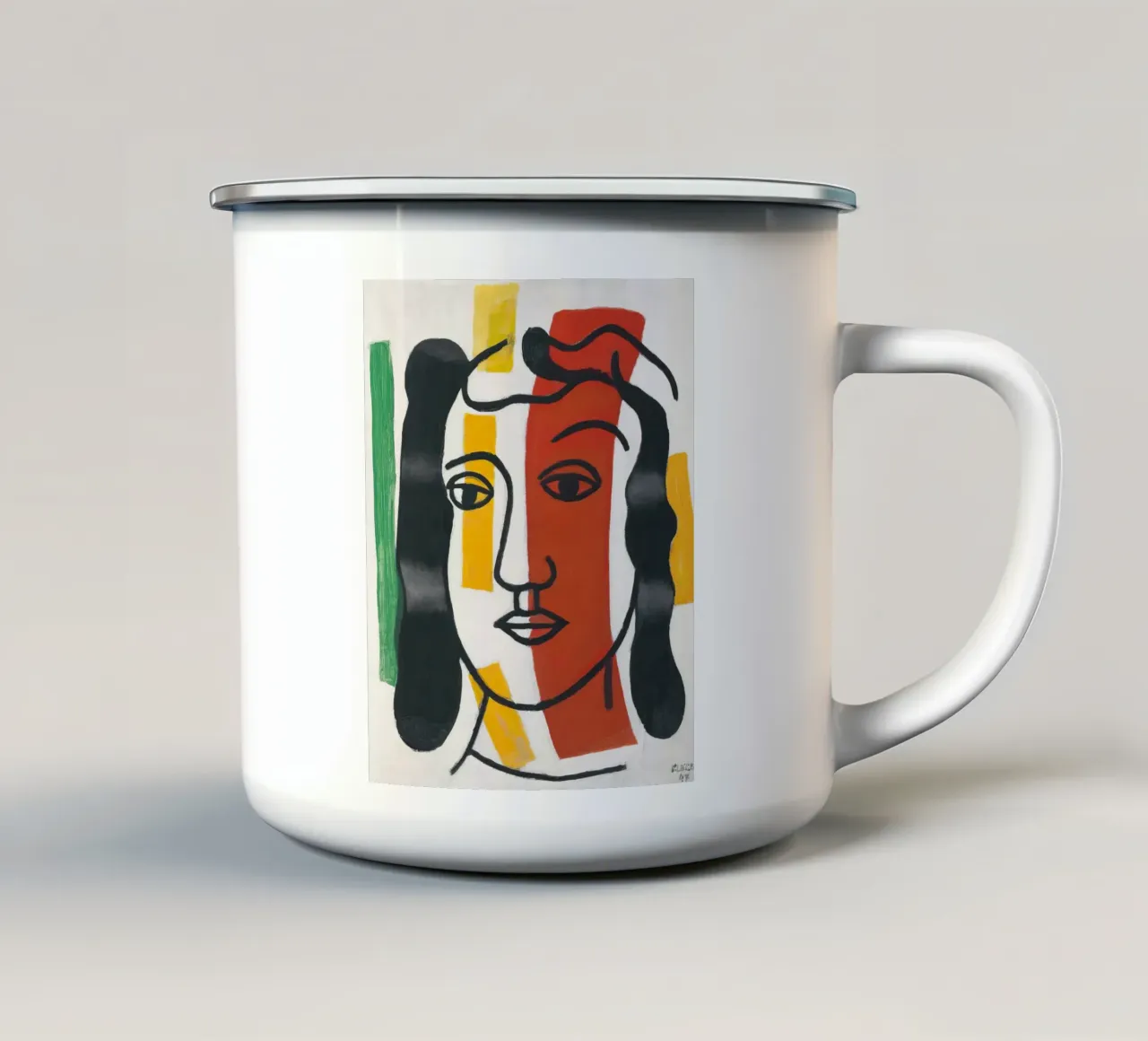 F. Léger "Figure" - Post-Cubist Portrait Modern Art Print Emaille Tasse von NorwesClub