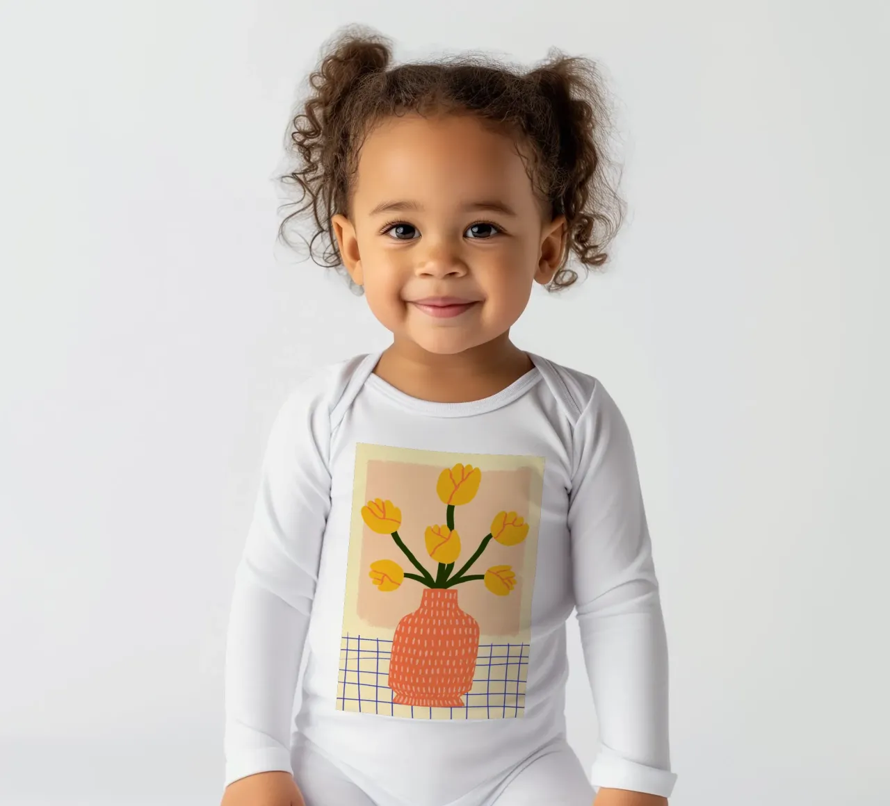 Golden long-sleeve baby romper by Pure