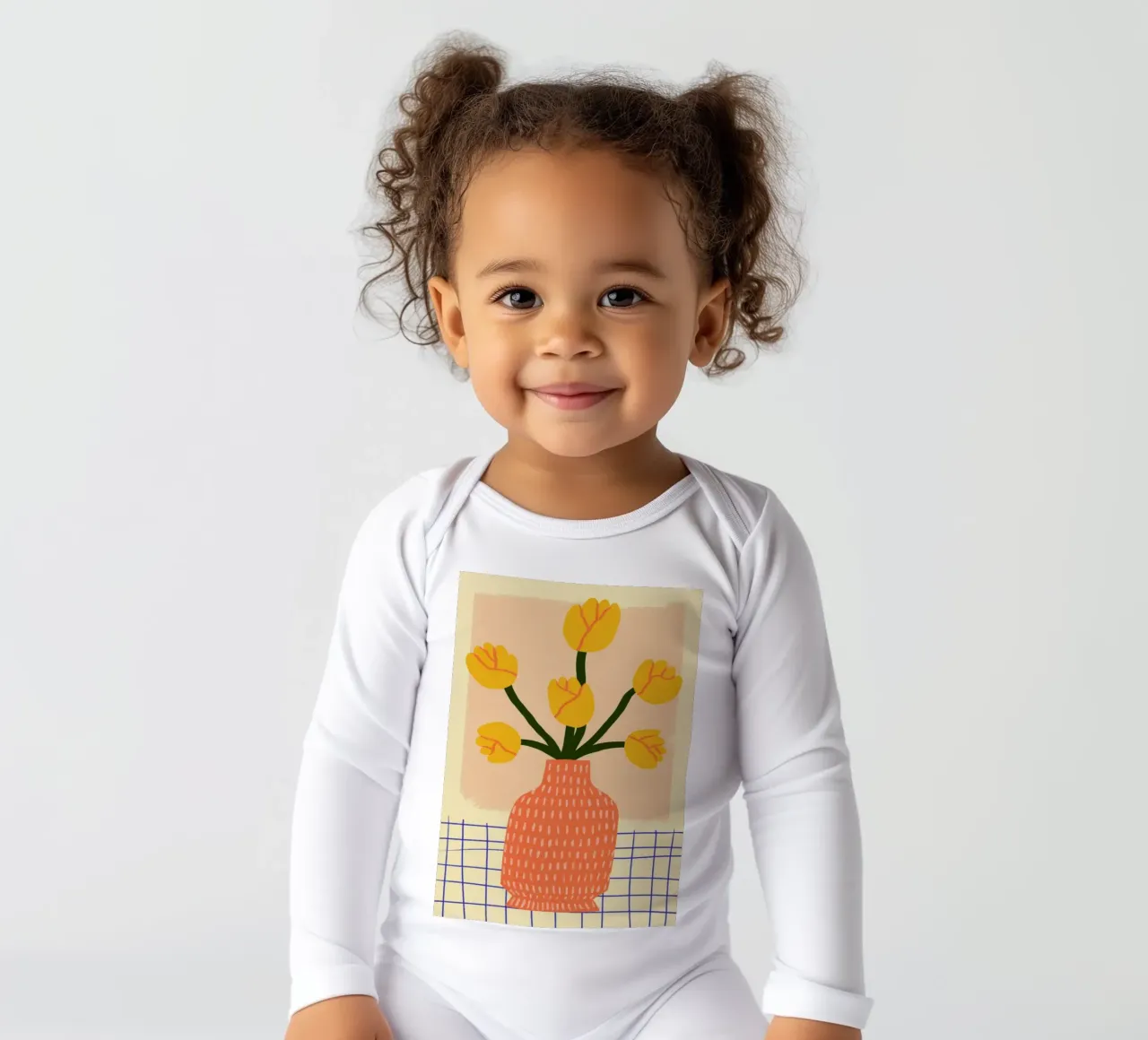 Golden long-sleeve baby romper by Pure