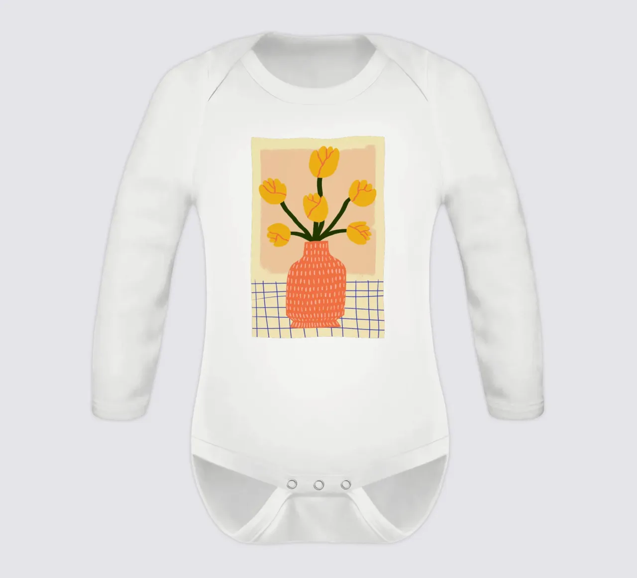 Golden long-sleeve baby romper by Pure