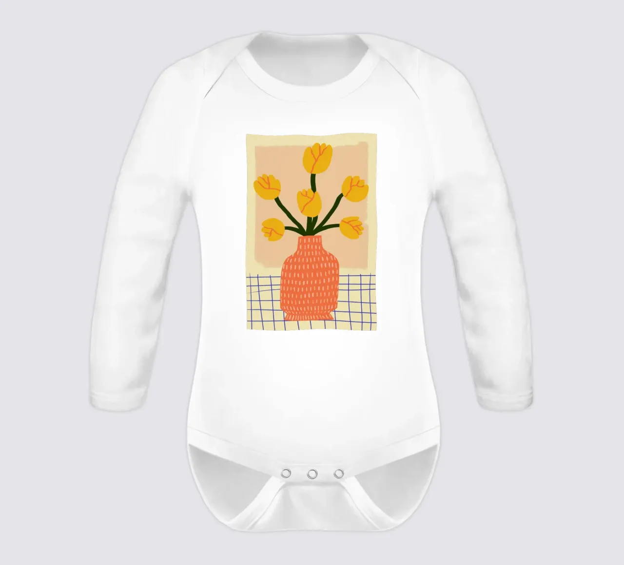 Golden long-sleeve baby romper by Pure