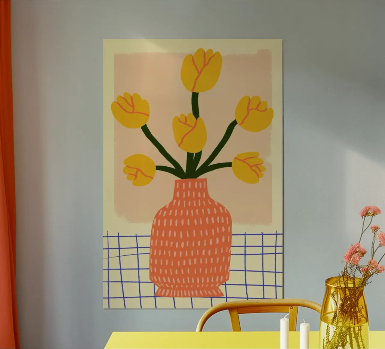 Golden poster with aluminum frame by Pure