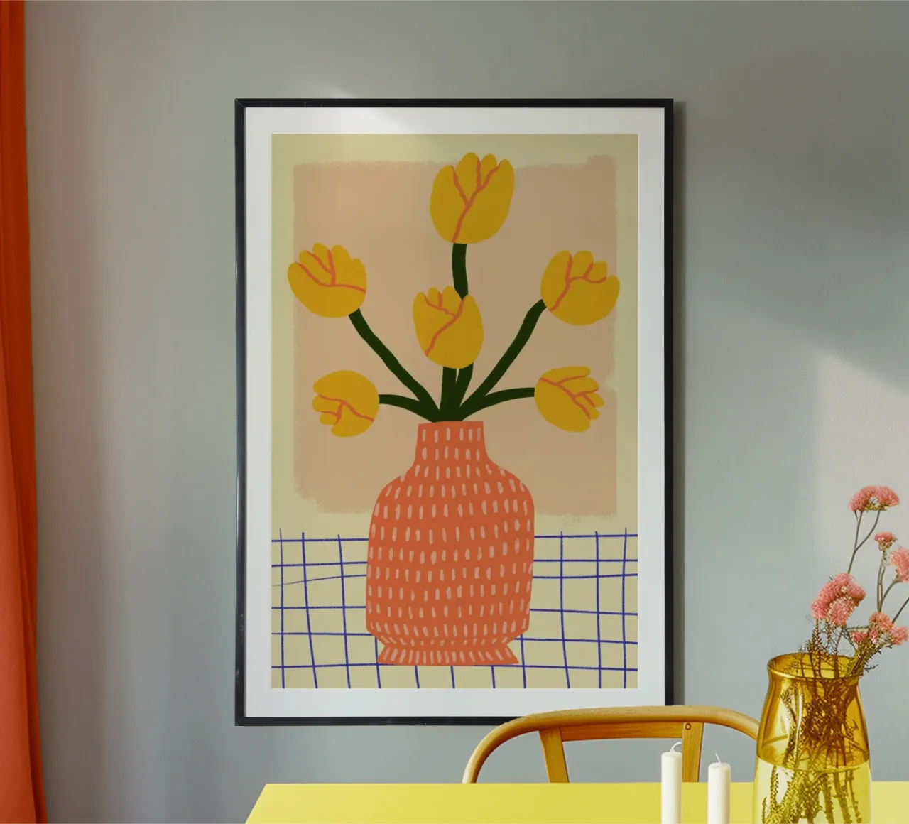 Golden poster with aluminum frame by Pure