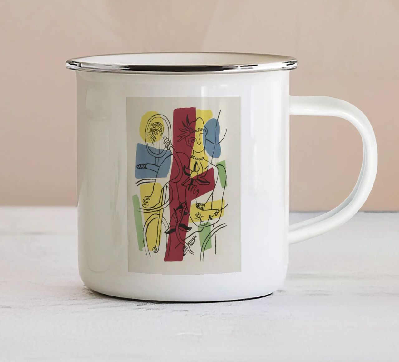 F. Léger "Cirque" - Abstract Acrobat Post-Cubism Print Emaille Tasse von NorwesClub