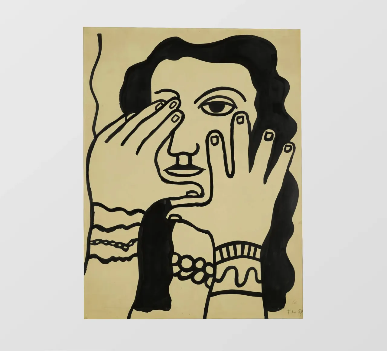 F. Léger "Donna capelli neri" - Ritratto grafico moderno stampato telo in pvc da NorwesClub