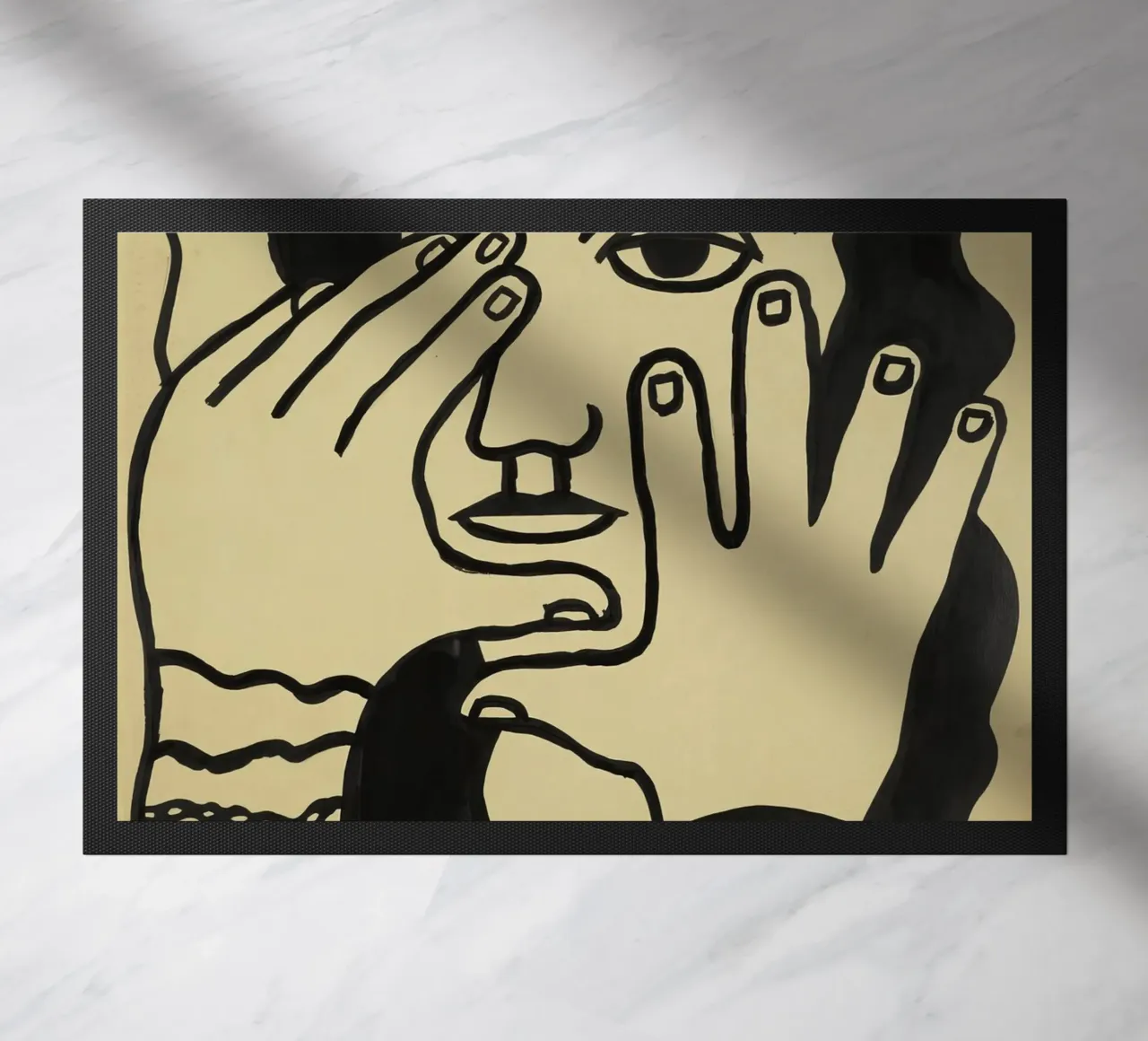 F. Léger "Donna capelli neri" - Ritratto grafico moderno stampato zerbino da NorwesClub