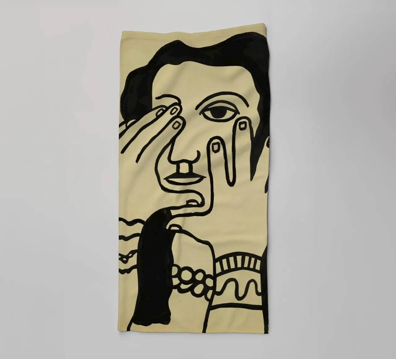 F. Léger "Donna capelli neri" - Ritratto grafico moderno stampato asciugamano da bagno da NorwesClub
