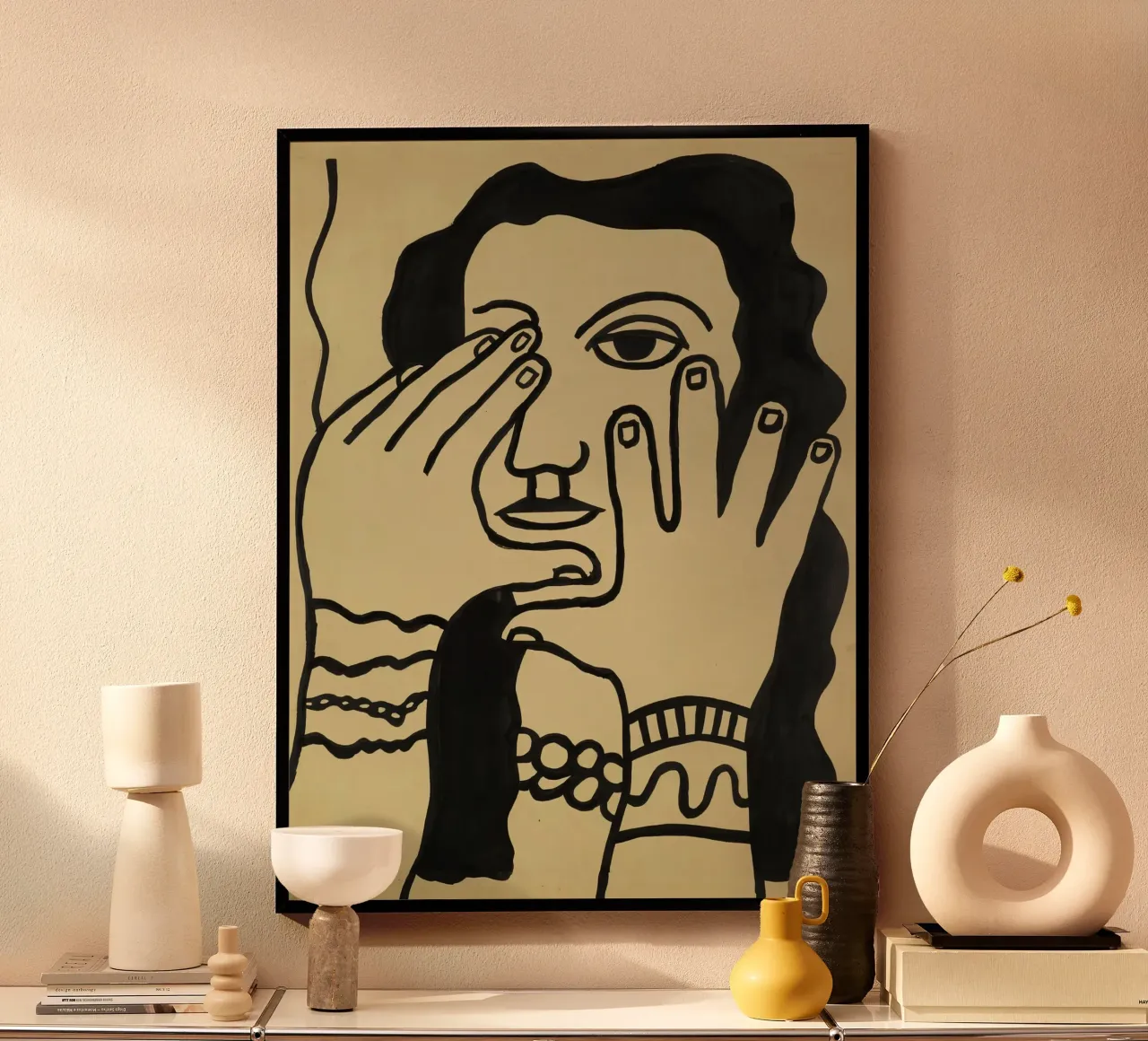 F. Léger "Donna capelli neri" - Ritratto grafico moderno stampato carta hahnemühle da NorwesClub