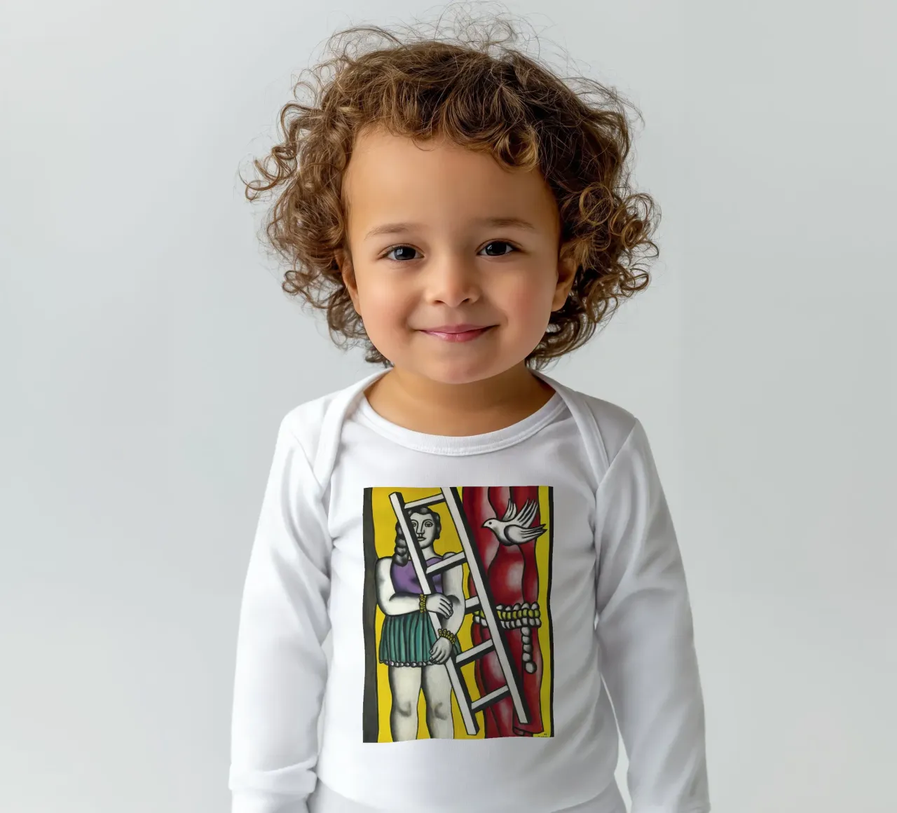 Fernand Léger Arte circense cubista: Ragazza vibrante con scala e body neonato maniche lunghe da NorwesClub