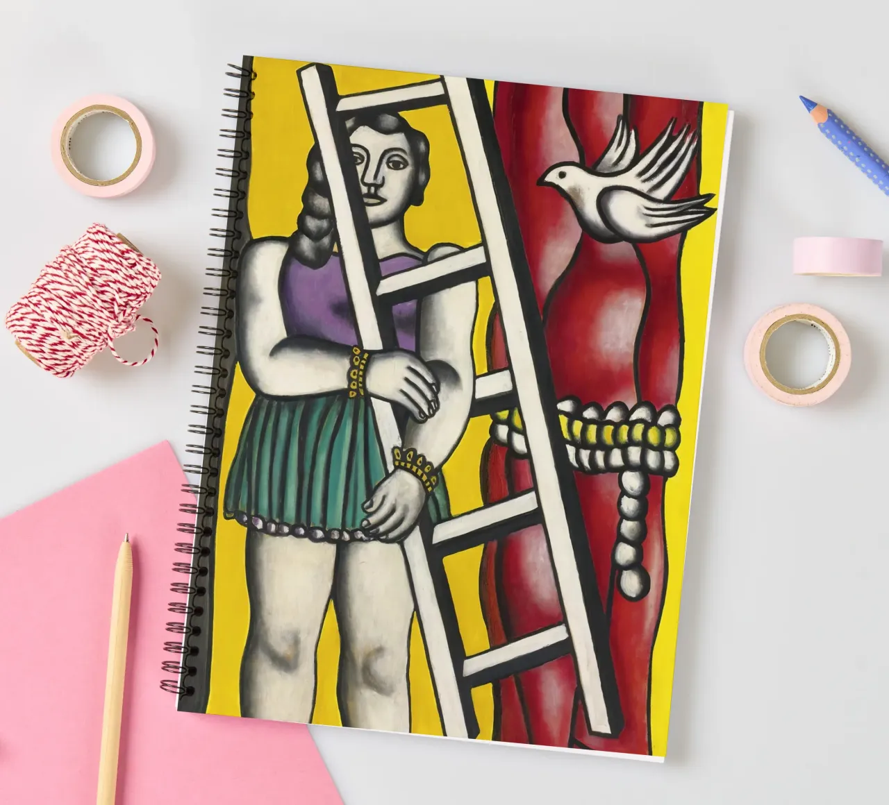 Fernand Léger Arte circense cubista: Ragazza vibrante con scala e diario ad anelli da NorwesClub