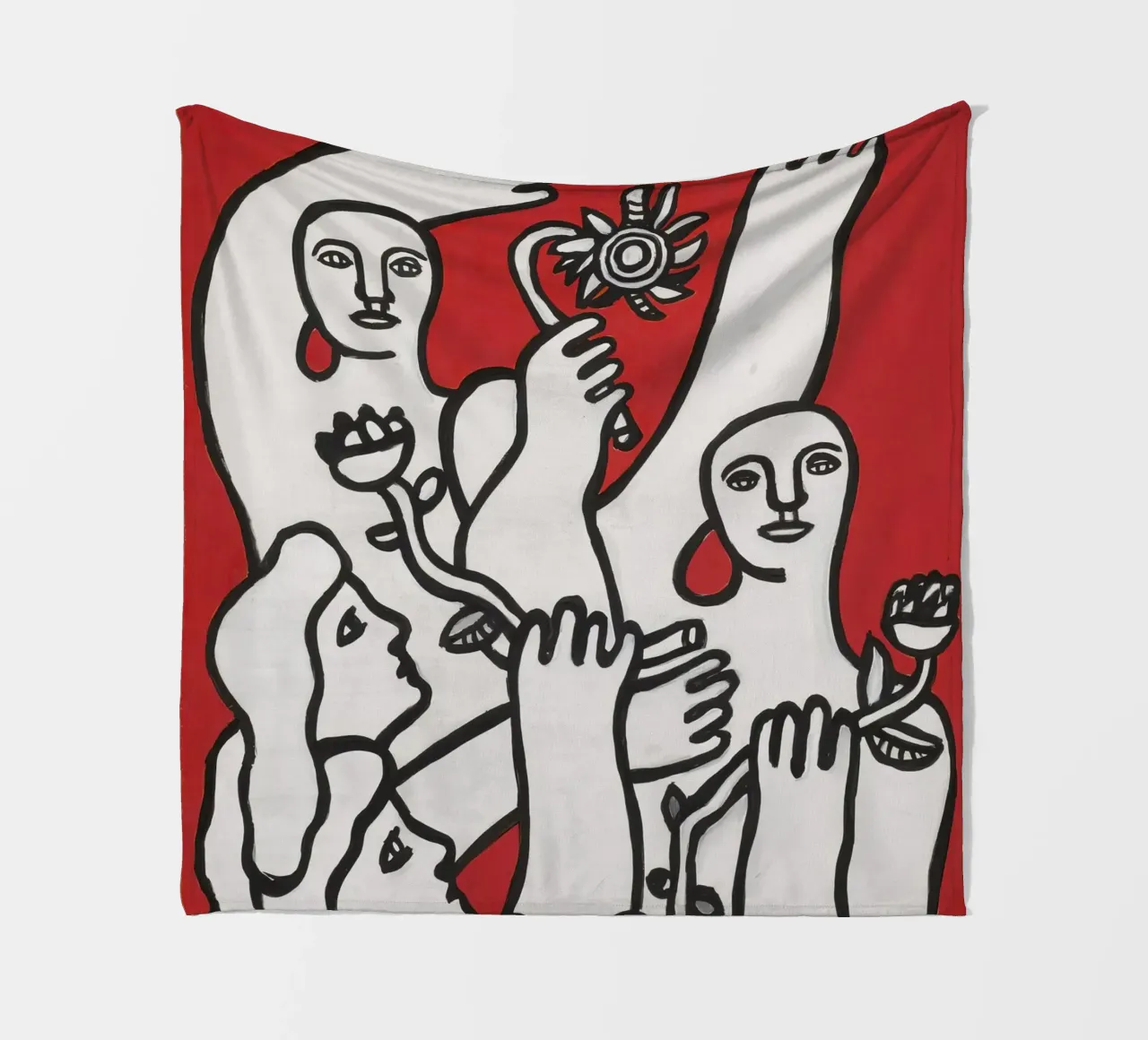 La gioia di vivere di Fernand Léger: Figure in grassetto, sfondo rosso coperta in pile da NorwesClub