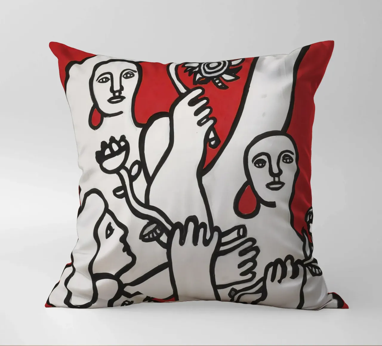 La gioia di vivere di Fernand Léger: Figure in grassetto, sfondo rosso cuscino da NorwesClub