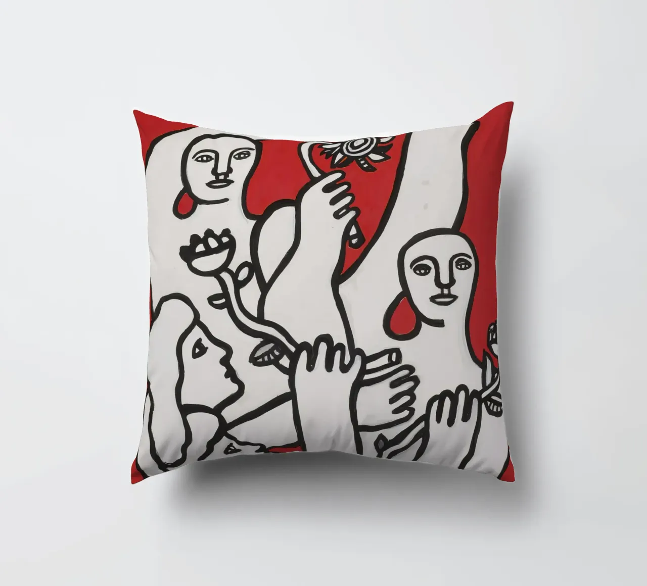La gioia di vivere di Fernand Léger: Figure in grassetto, sfondo rosso cuscino da NorwesClub