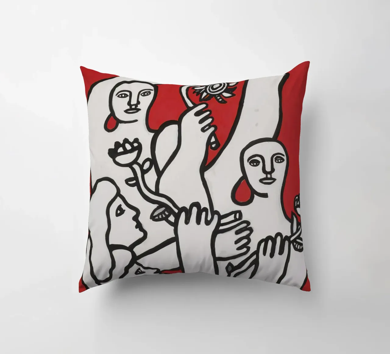 La gioia di vivere di Fernand Léger: Figure in grassetto, sfondo rosso cuscino da NorwesClub