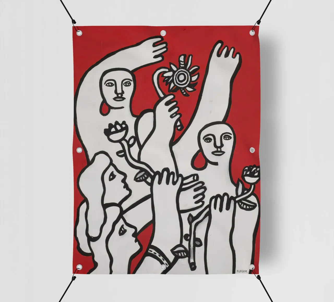 La gioia di vivere di Fernand Léger: Figure in grassetto, sfondo rosso telo in pvc da NorwesClub