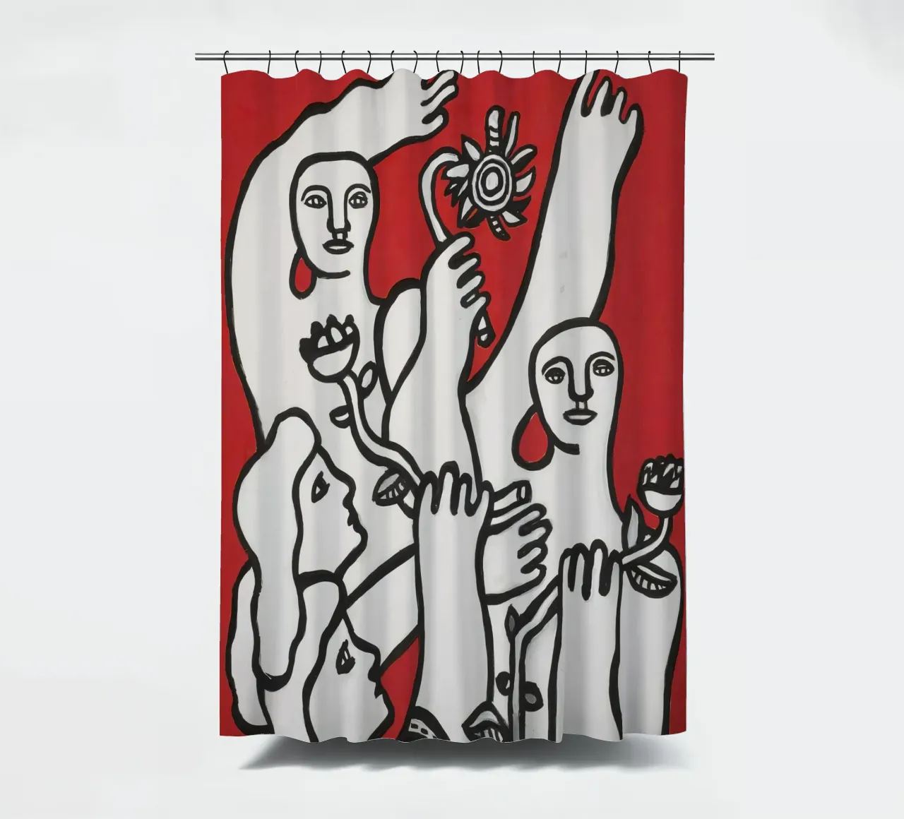 La gioia di vivere di Fernand Léger: Figure in grassetto, sfondo rosso tenda da doccia da NorwesClub