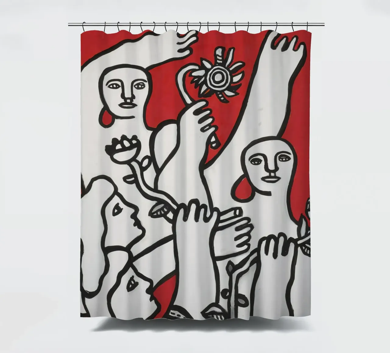 La gioia di vivere di Fernand Léger: Figure in grassetto, sfondo rosso tenda da doccia da NorwesClub