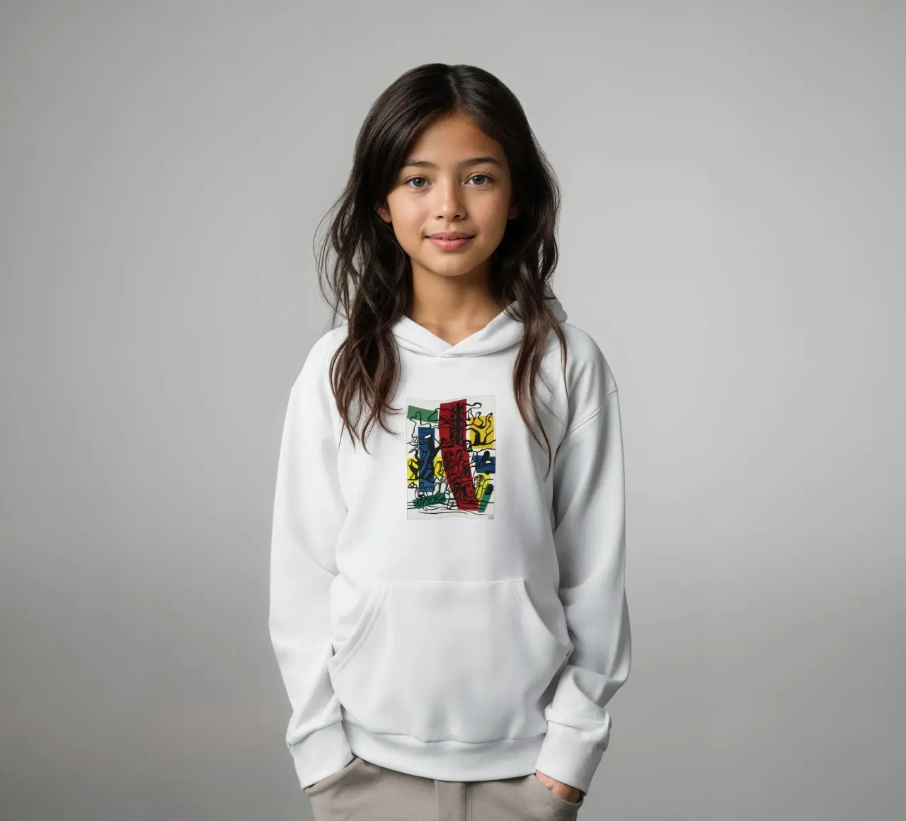 Fernand Léger: Countryside Outing, Bold Post-Cubist Landscap kids hoodie by NorwesClub