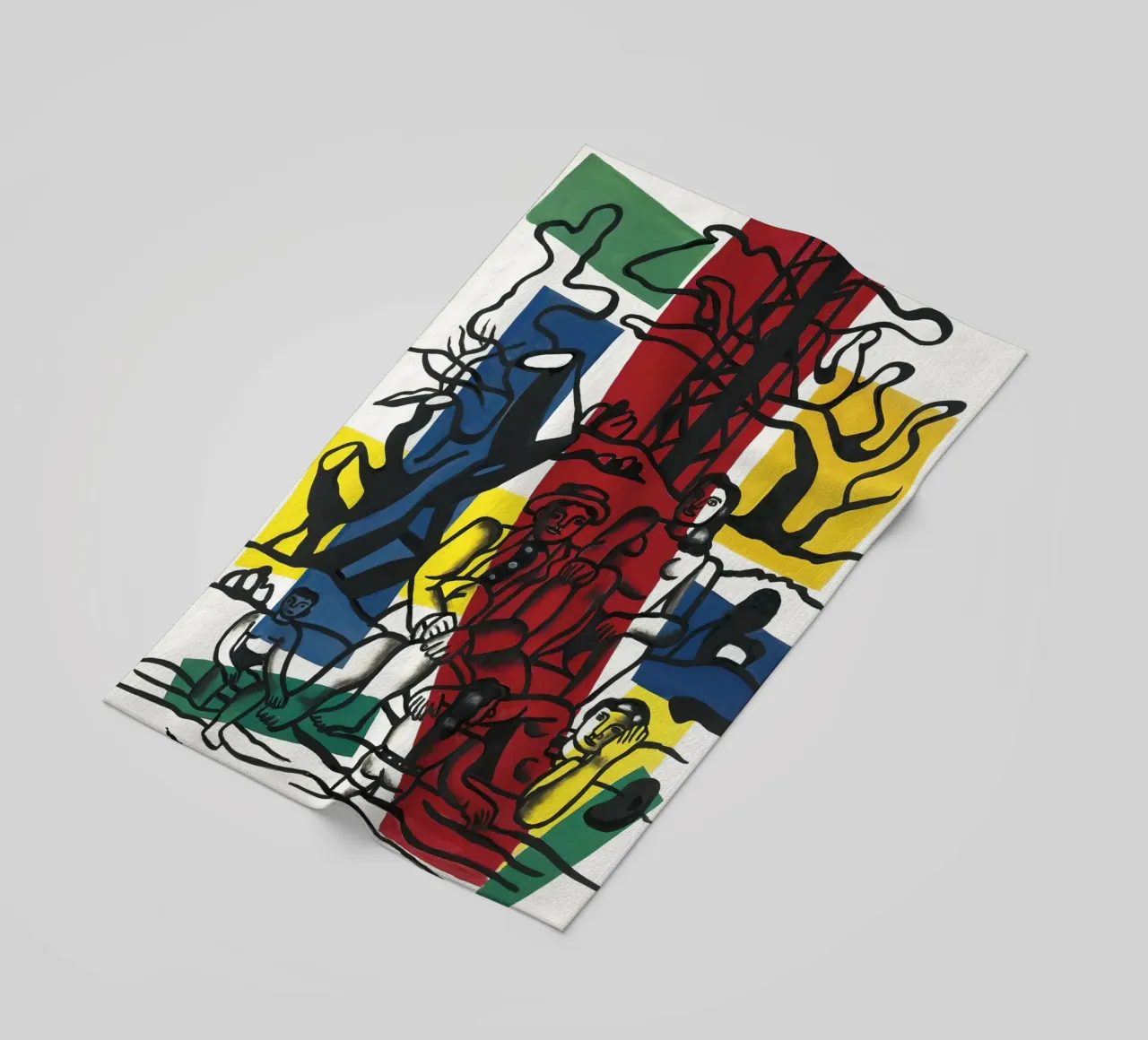 Fernand Léger: Countryside Outing, Bold Post-Cubist Landscap beach towel by NorwesClub
