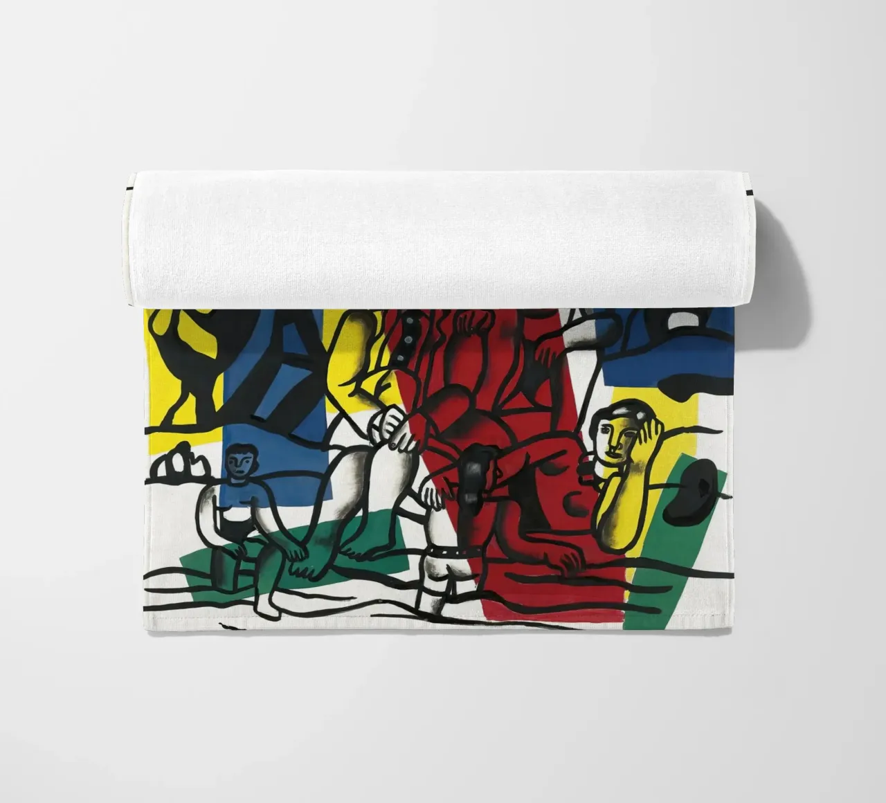 Fernand Léger: Countryside Outing, Bold Post-Cubist Landscap beach towel by NorwesClub