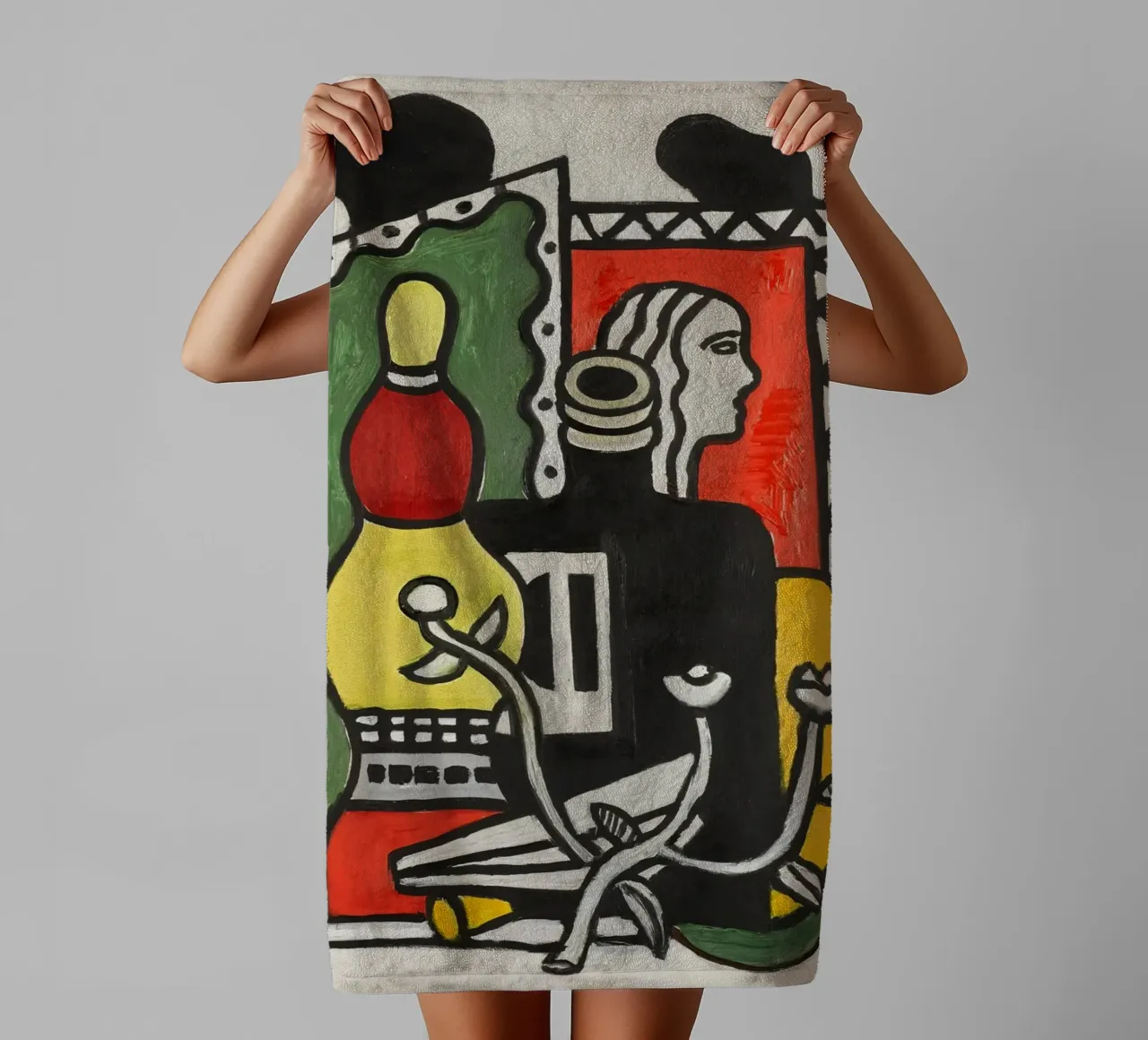 Fernand Léger: "The Black Vase" - Bold Post-Cubist Still Life towel by NorwesClub