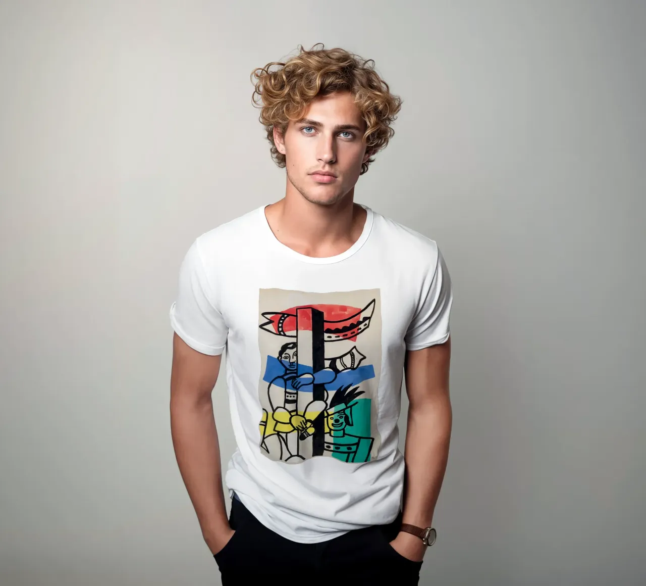 Fernand Léger: "Due clown" - Cubismo circense vibrante, 1953 t-shirt da NorwesClub