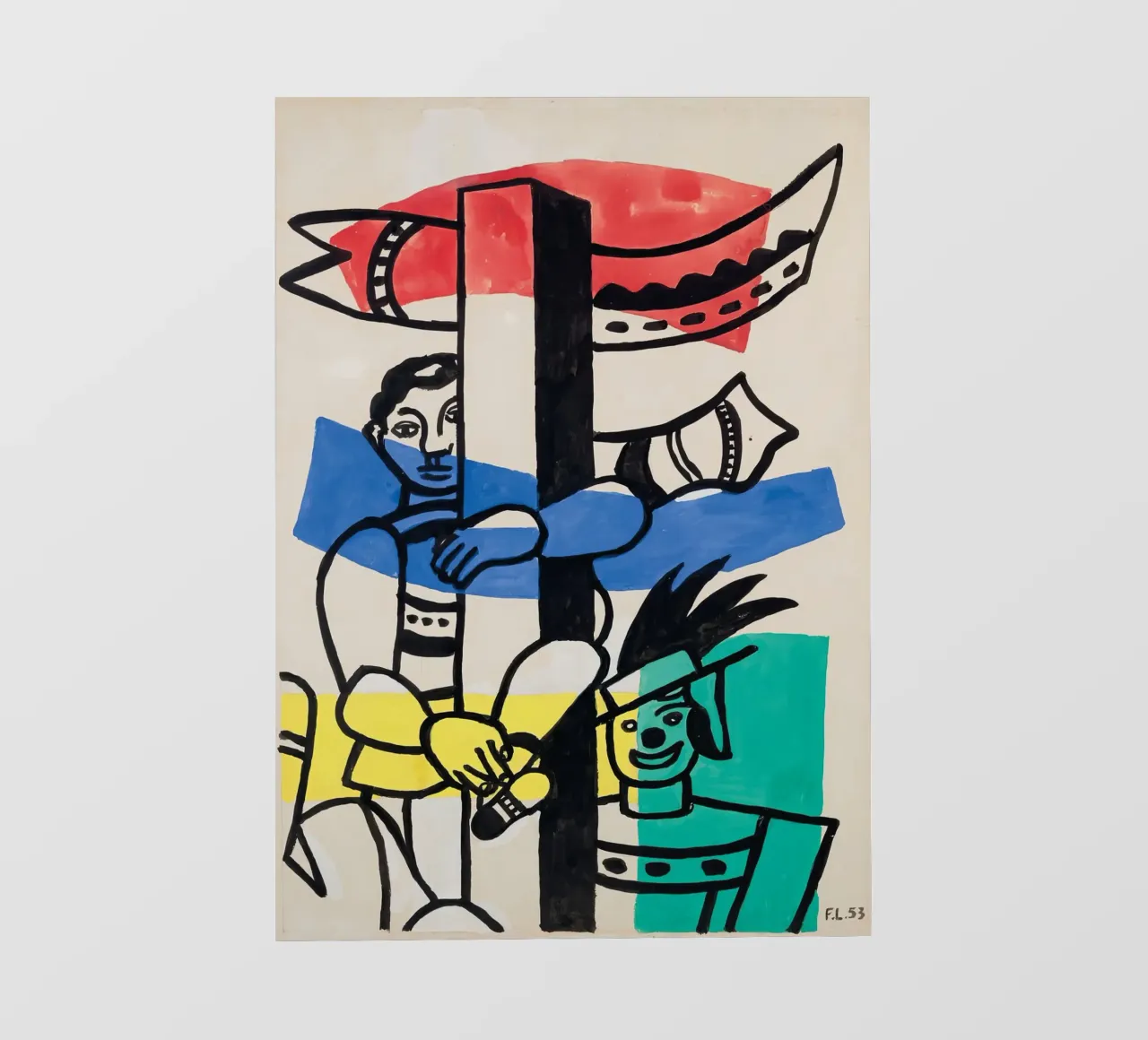 Fernand Léger: "Two Clowns" - Vibrant Circus Cubism, 1953 photo wallpaper by NorwesClub