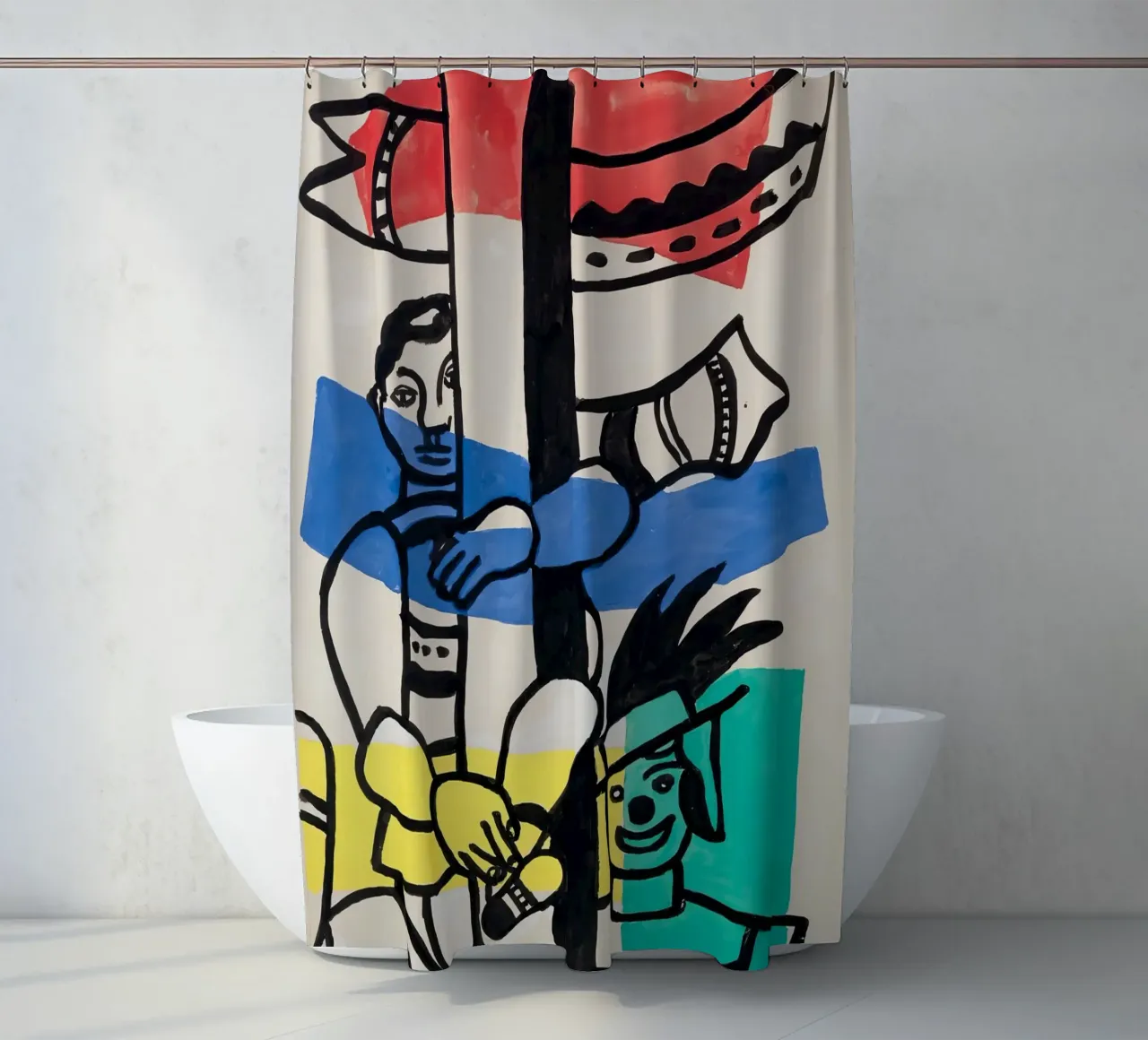 Fernand Léger: "Due clown" - Cubismo circense vibrante, 1953 tenda da doccia da NorwesClub