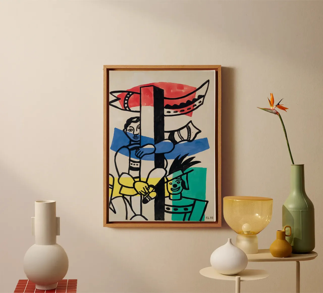 Fernand Léger: "Due clown" - Cubismo circense vibrante, 1953 tela con Cornice a cassetta da NorwesClub