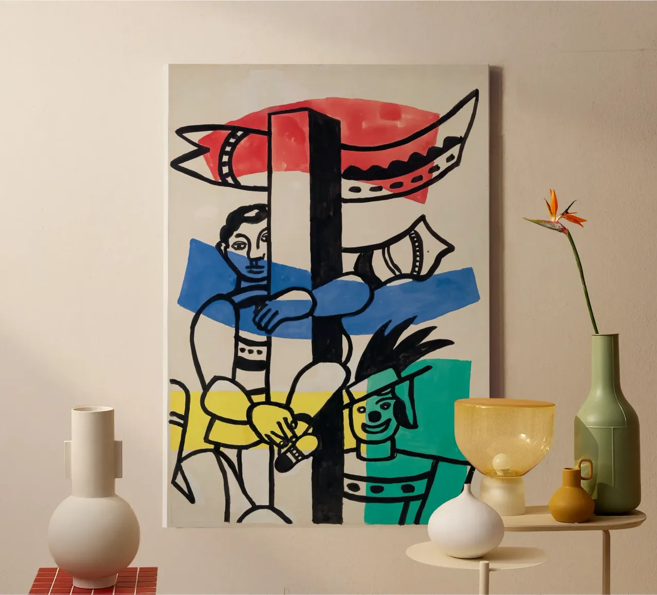 Fernand Léger: "Due clown" - Cubismo circense vibrante, 1953 tela con Cornice a cassetta da NorwesClub