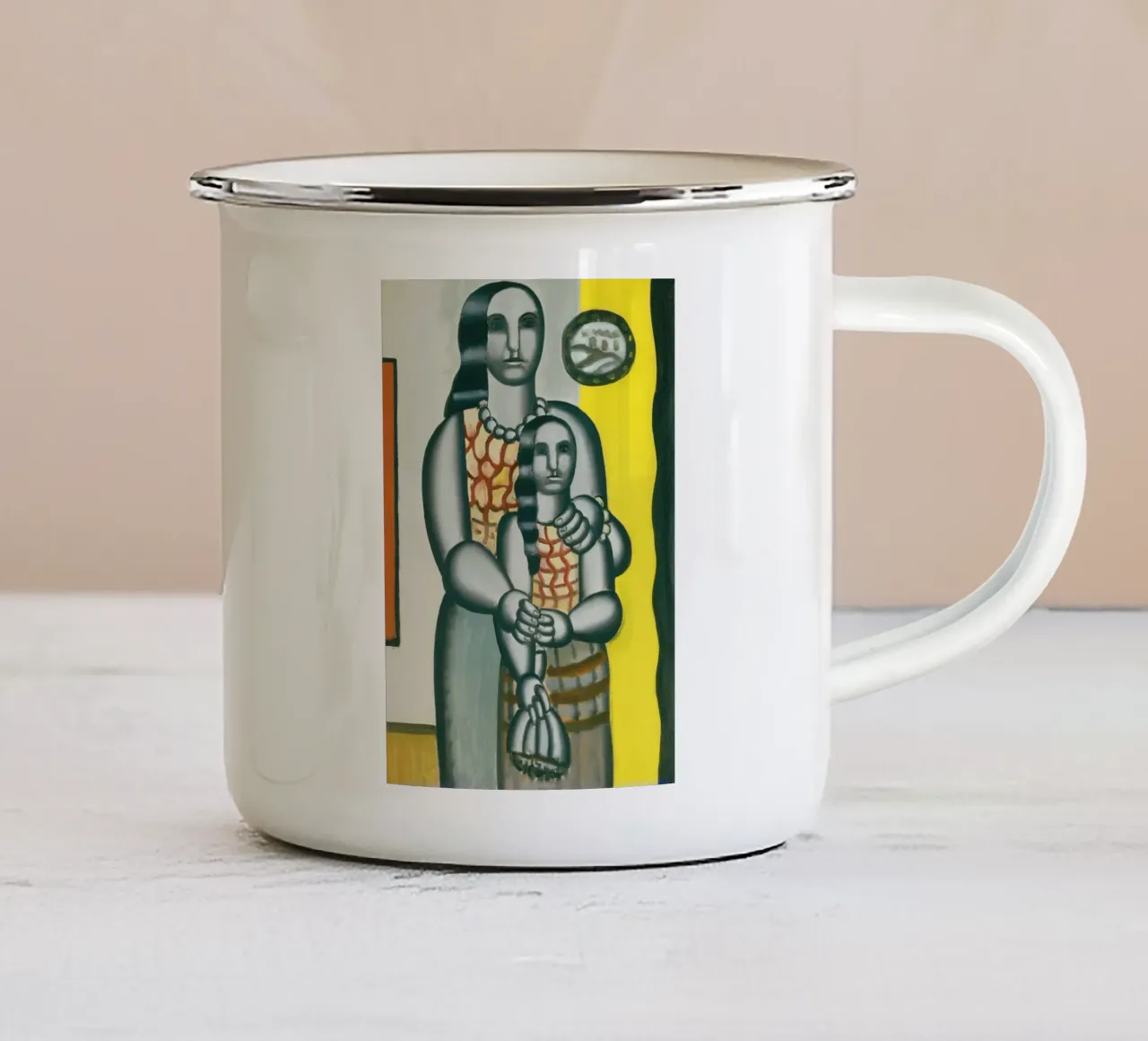Fernand Léger: "De twee zussen" - Puristisch portret, 1929 emaille mok van NorwesClub