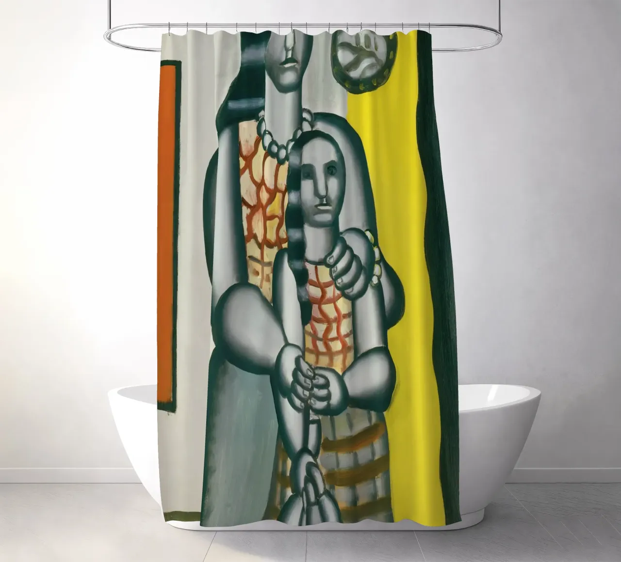 Fernand Léger: "De twee zussen" - Puristisch portret, 1929 douchegordijn van NorwesClub