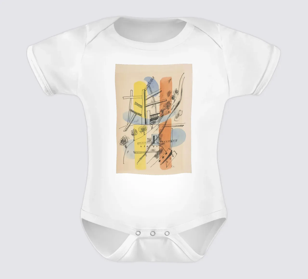 Fernand Léger Metropolitan, Abstract Cityscape, Modernist Sk Kurzarm Babybody von NorwesClub