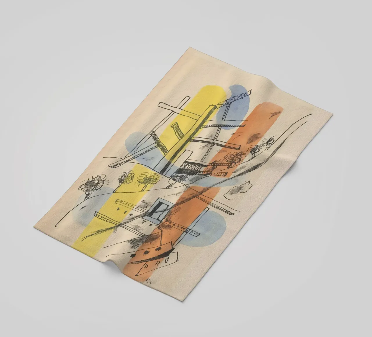 Fernand Léger Metropolitan, Abstract Cityscape, Modernist Sk beach towel by NorwesClub