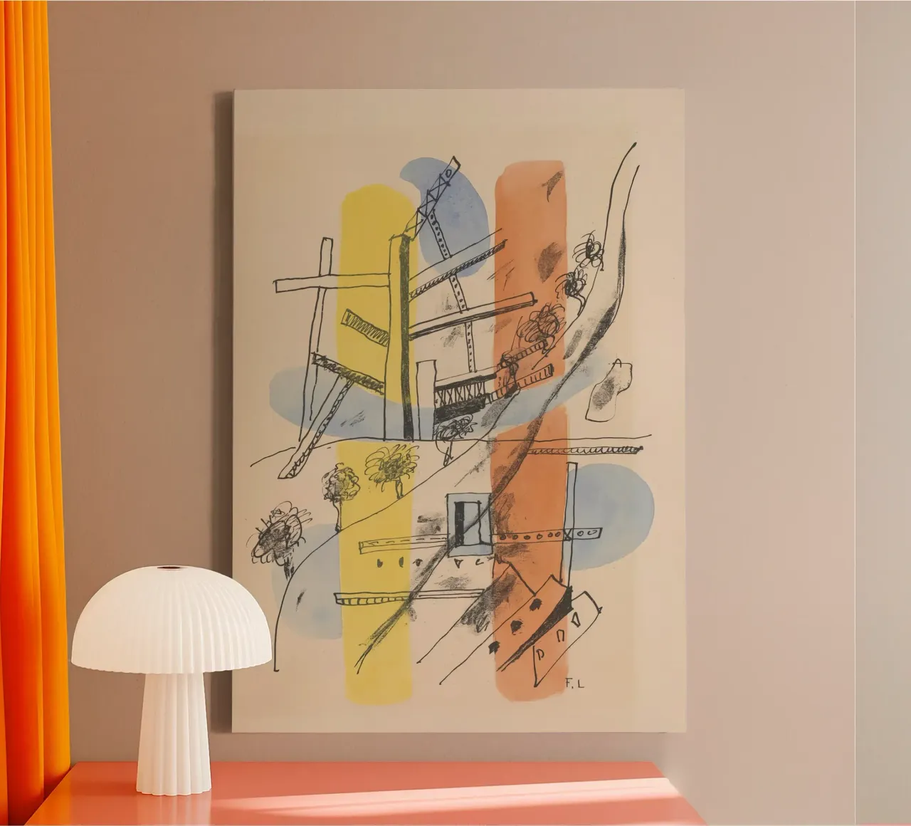 Fernand Léger Metropolitan, Abstract Cityscape, Modernist Sk canvas by NorwesClub